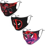 3Pcs Super Cartoon Cloth Face Mask Washable Face Bandana Hero Masks for Men Women 6 Filters