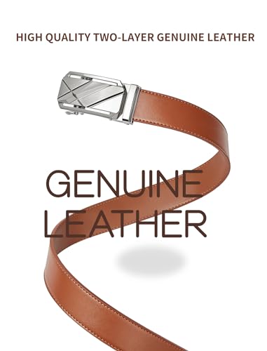 Click Adjustable Genuine Leather Ratchet Belt – Black or Brown, Plus Size, Trim-to-Fit4