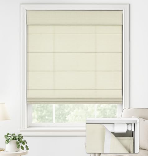 LazBlinds No Drill Roman Shades for Windows, Cordless Light Filtering