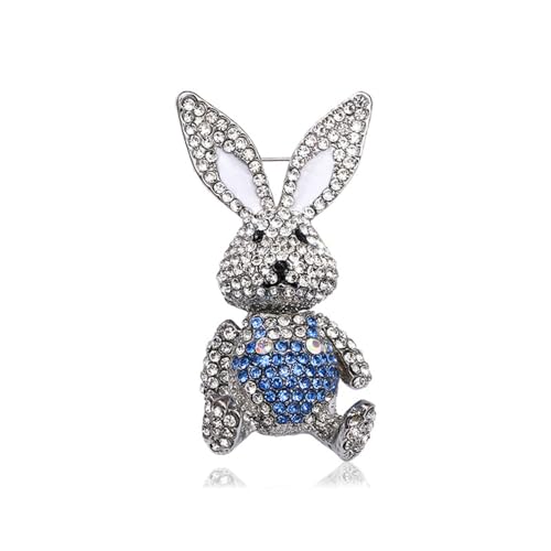 Image of Rhinestone Moving Rabbit Brooch Pin for Women Girls Fashion Crystal Enamel Love Heart Back Bunny Animal Pet Brooches Lapel Pins Dainty Cute Easter Valentine Honors Day Jewelry Gift Souvenir