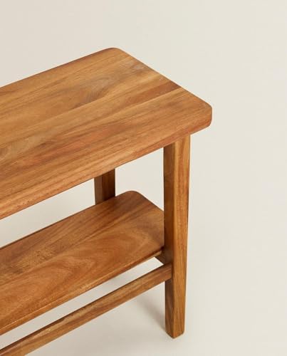 Image of Solid Sheesham Wood Bedside Table with Open Shelf | Minimalist Nightstand for Bedroom & Living Room | Wooden Side Table for Home Decor (Natural Finish)