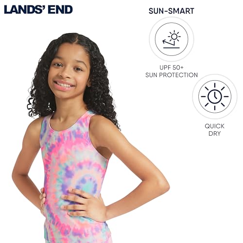 Image of Lands' End Girls' UPF 50+ Swim Bikini Bottom and Racerback Tankini Set