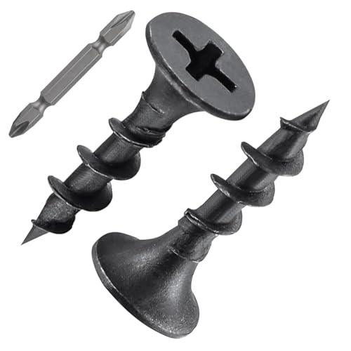 ORTAVA 200 Stück Schnellbauschrauben 3 9 x 20 mm Trockenbauschrauben Grobgewinde und Kreuzschlitz Phosphatiert mit Schraubendreher Bit Rigips Schrauben Gipskartonschraube Holzschrauben (Schwarz)
