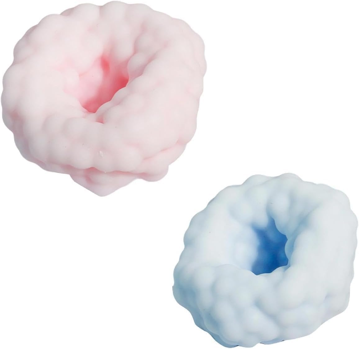 Squish Balls, 2 Pcs Squeeze Toys, White & Blue Colorful Beads Vacuum Slow Rise Squish Toy, Janpanese Dessert Fidget Stress Toys for Party Favors (Pink+Blue)