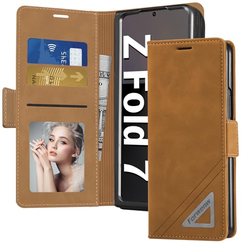 Coque pour Samsung Galaxy Z Fold 7 housse portefeuille en cuir marron Neivi