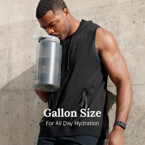 Image of ZULU Goals 128oz BPA-Free Gallon Water Jug with Time Markers, Gray