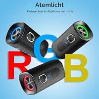 Bluetooth Lautsprecher mit Licht, Musikbox Bluetooth 5.4, 30W Max Dual Lautsprecher,30 Std Akku,Bass Boost Box mit IPX7 Wasserschut, Kabellose Stereo Pairing,Outdoor Lautsprecher für Reisen, Sport – Ansicht 3