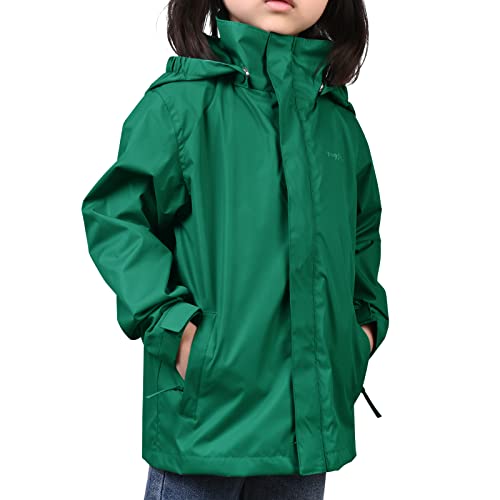 Image of YINGJIELIDE Boys Girls Waterproof Rain Jackets Kids Easy to Fold Windbreaker Lightweight Outdoor Hooded Raincoat