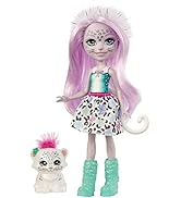 Enchantimals mini-poupée Sybill Léopard des neiges et figurine animale Flake, Avec jupe amovible,...