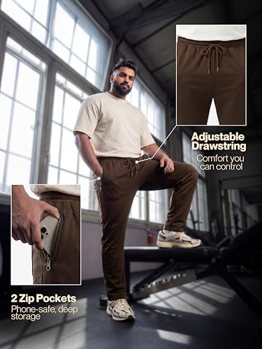 Image of Fflirtygo Mens Straight Fit Track Pants with Zip Pockets | Cotton Joggers Gym | Lower for Men | Sweatpants Sizes Upto 6XL