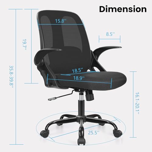 Razzor Office Chair, Ergonomic Computer Desk Chair with 2D Lumbar Support and Flip-up Arms, Swivel Breathable Mesh Task Chair with Adjustable Height for Home Office (2203, Black) by Razzor - Used condition - Image 8