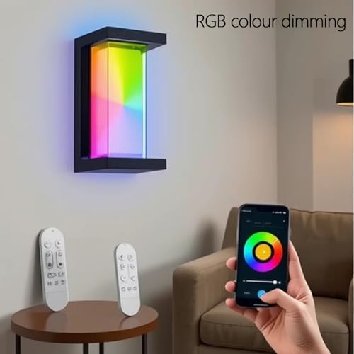 Lampe murale extérieur LED IP65 noire 26cm dimmable RGB avec télécommande - 3