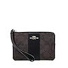 Coach F58035 Corner Zip Wristlet in Signature Coated Canvas Brown Black