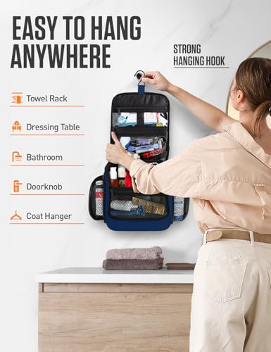 Image of VENTURE 4TH Hanging Travel Toiletry Bag, 18 Compartments - Navy Blue