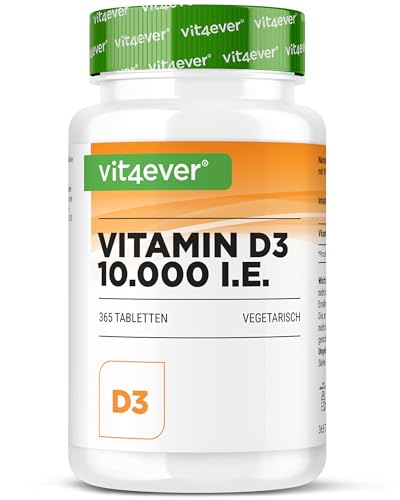Vitamin D3 10.000 I.E. Depot - 365 Tabletten - Alle 10 Tage eine Tablette - Vegetarisch - Hohe Reinheit - Premium Qualität