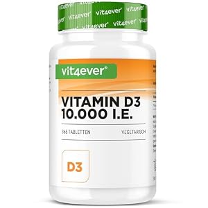 Vitamin D3 10.000 I.E. Depot – 365 Tabletten – Alle 10 Tage eine Tablette – Vegetarisch – Hohe Reinheit – Premium Qualität
