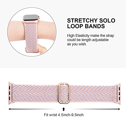 Image of 4 Pack Stretchy Solo Loop Compatible with Apple Watch Bands 38mm 40mm 41mm 42mm 44mm 45mm 46mm 49mm Women Men, Sport Nylon Elastic Straps Wristbands for iWatch Series 11 10 9 8 7 6 5 4 11 Ultra /SE 3 2