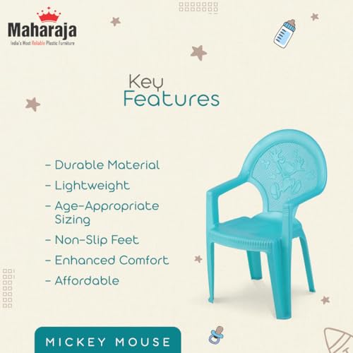 Image of MAHARAJA Plastic Chair for Kids | Strong Durable & Portable Study Chairs | Virgin Material Kids Chairs for 2 to 8 Years | Stackable School Chair (Pearl Green, Pack of 6)