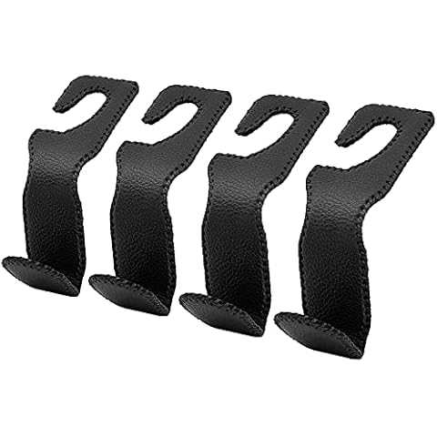 Car Purse Hooks Leather, Auto Headrest Hangers Car Seat Hooks for Purses and Bags, Seat Hook 4 Pack Cover