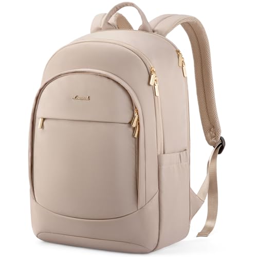 LOVEVOOK Laptop Backpack for Women, 17.3 Inch Work Backpack Purse, Large Capacity Casual Daypack, Business Computer Backpack, Travel Backpack for College, Nude