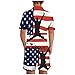 Traje largo para hombre 3D hombres saltando independencia impresión traje de verano casual día bandera americana hombres trajes y conjuntos para hombre blanco traje de dos piezas, rosso, XXXXXL