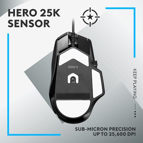 Image of Logitech G502 X Wired Gaming Mouse - LIGHTFORCE Hybrid Optical-Mechanical Primary switches, Hero 25K Gaming Sensor, Compatible with PC /macOS /Windows - Black