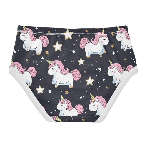 Wusikd Cute Unicorn Girls' Underwear Cotton Star Black Girls Briefs Soft Toddler Underwear 2T2