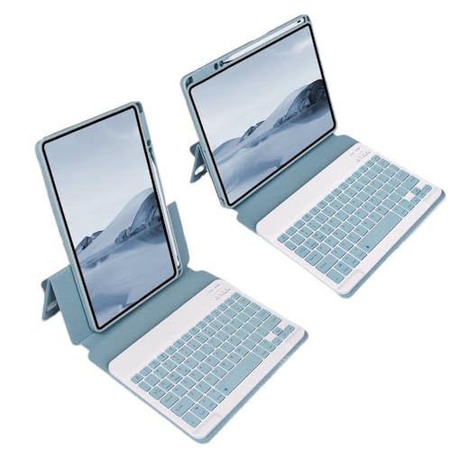 Teclado para iPad Air 11 2025 y 10.9 funda de cuero azul con soporte magnético QWERTY 2