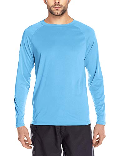 COOFANDY Men's UPF 50+ Long Sleeve Rashguard Swim Shirt Active Sun Protection T-Shirt Dri Fit Tee (Sky Blue M)