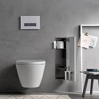 EMCO ASIS PURE Unterputz-Schrankmodul für die Klobürstengarnitur, Badezimmerschrank mit Toilettenpapierhalter und Fach, Hochschrank mit Push to Open-Funktion, Anschlag rechts – Ansicht 2