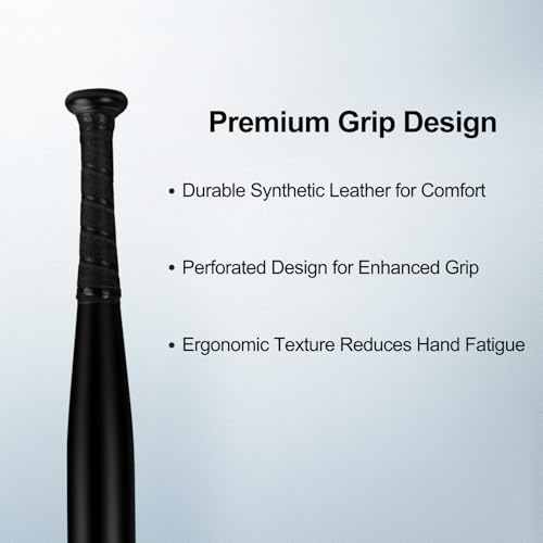 SECOTAN Baseball Bat, Aluminum One Hand Training Bat, Baseball/Softball/Teeball Mini Training Bat, Batting Practice, Tire Pressure Checker, Multi-Purpose Bats for Versatile Use (17inch | Matte Black) by SECOTAN - Image 5