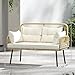 Outsunny Gartensofa mit Kissen 2-Sitzer Sofa Outdoor Balkon Sofa Rattansofa Polyrattan Gartenmöbel Balkonmöbel 115 x 61 x 82 cm Naturholz