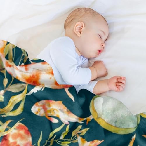 Couverture lit et sofa carpe dorée en microfibre légère haut de gamme