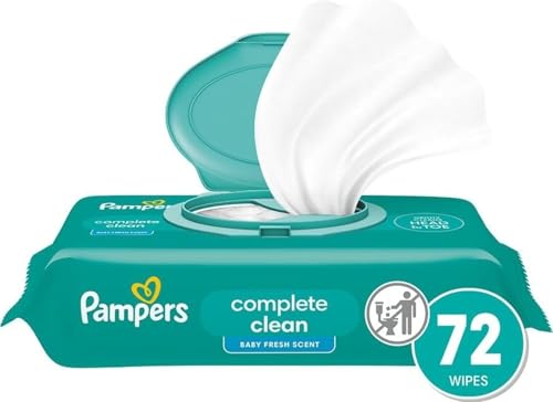 Image of Pampers Baby Wipes, Complete Clean Baby Fresh Scented Wipe, Gently Cleans Head to Toe, 72 Total (1 Flip-Top Packs)