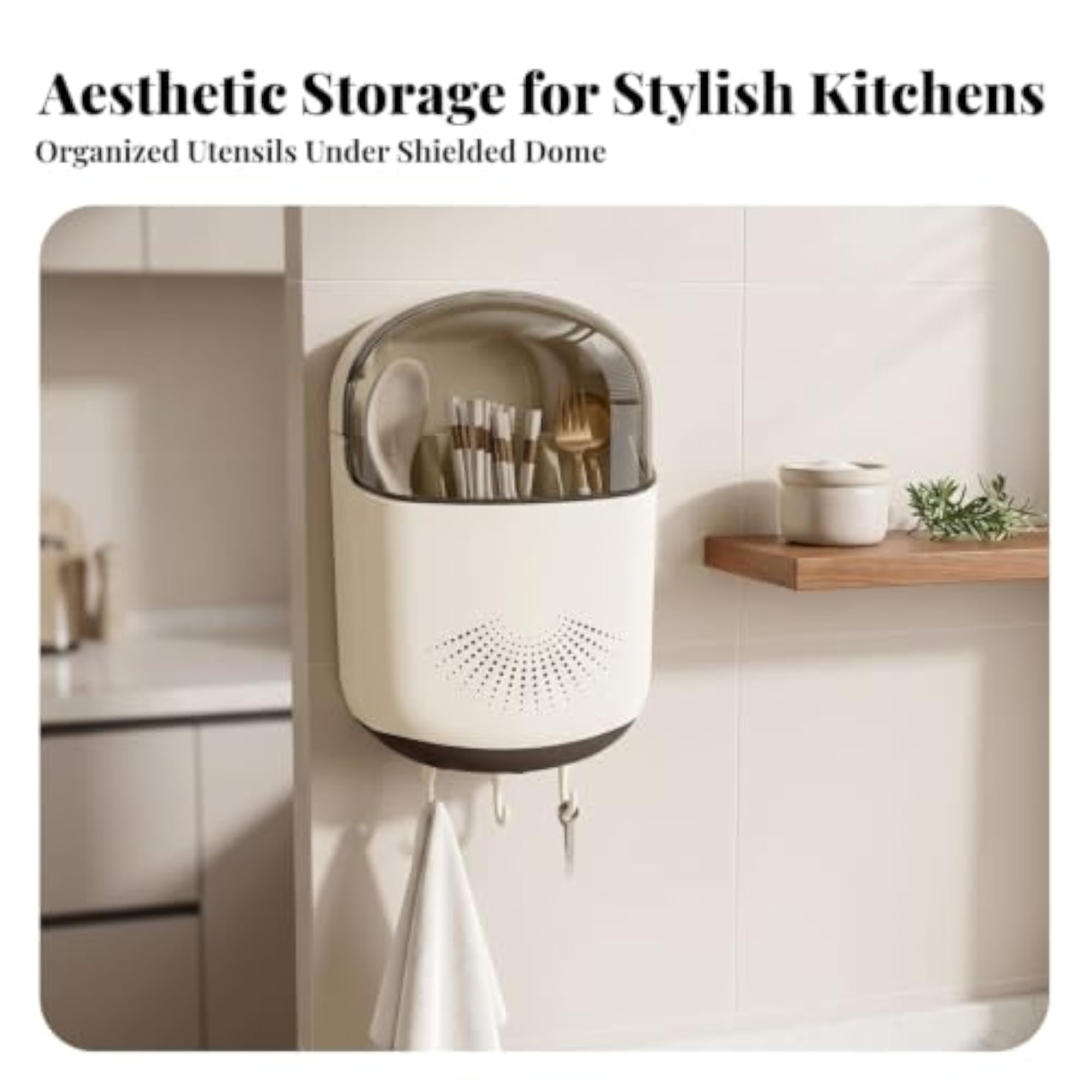 Wall-Mounted Kitchen Storage Holder with Hooks