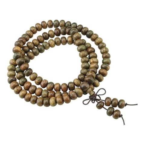 Mansiyuyee 10mm Green Sandalwood Mala Bracelet for Men 108 Beads for Meditation Mala Beads Necklace Cover