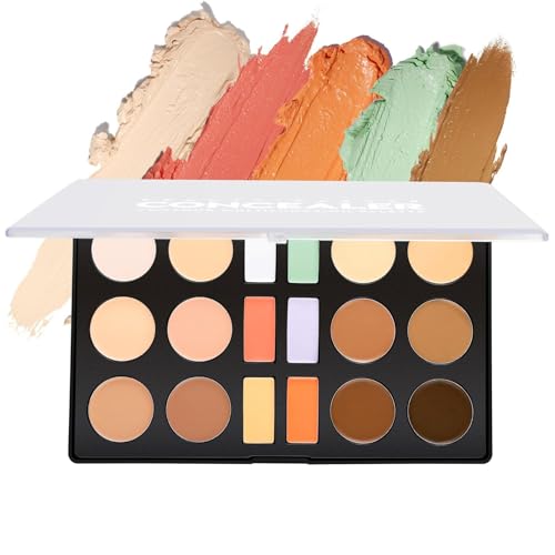 Paleta de corrector de maquillaje, Paleta de Fundación de corrector | Crema de base facial impermeable de 18 colores | Paleta de contorno de belleza larga duradera para citas, viajes, viaje de negocio