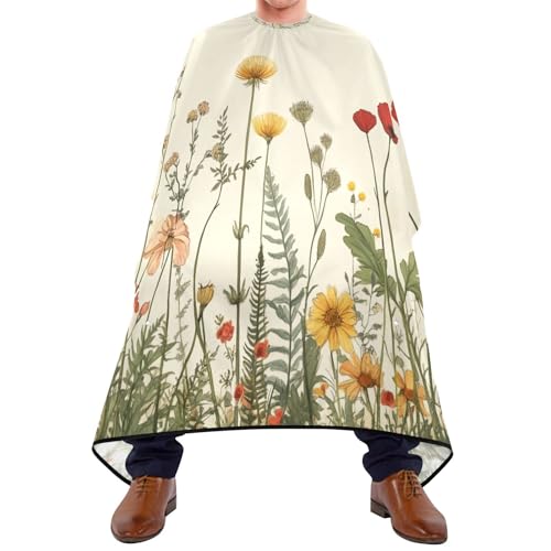 Kigai Hair Cutting Cape for Men & Women Wildflower Butterfly Waterproof Barber Cape Professional Hairdressing Salon Styling Cape with Adjustable Closure Snap