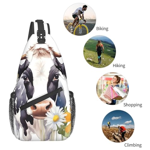 Bolso cruzado Watercolor Cow y Daisy para trekking miniatura 6