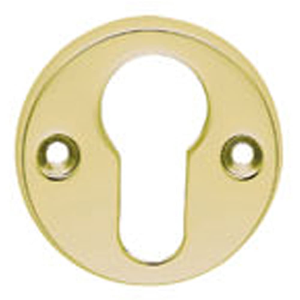 Loops Polished Brass 45Mm Euro Profile Open Escutcheon - 8Mm Depth - Keyhole Cover | Door Keyhole Cylinder Plate Cover - For Use With Lever On Rose Door Handles - Door Fixing Hardware