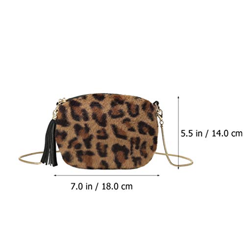 KESYOO Bolsa de Ombro de Pelúcia Feminina Bolsa Embreagem Alça de Corrente de Metal Bolsa de Padrão