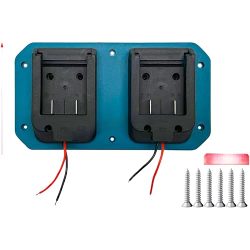 Lecreatekit Support de charge double pour batterie avec support mural, support en métal et plastique pour 2 batteries, comprend 6 vis, bleu, 190 x 104 mm