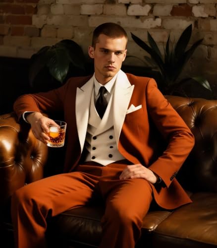 Tuxedo for Men 3 Piece Slim Fit Double Breasted Wedding Prom Suits Two Button Formal Dinner Blazer Vest Pants Set4