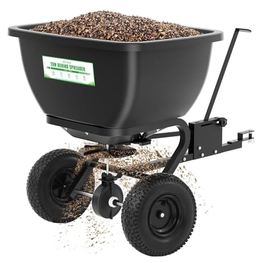 200LB Tow Behind Broadcast Spreader, Fertilizer Spreader Holds up to 550 lbs with 13" Pneumatic Tires and Adjustable Flow Control Lever,for Fertilizer, Grass Seed, Salt, Ice Melt, Lawn