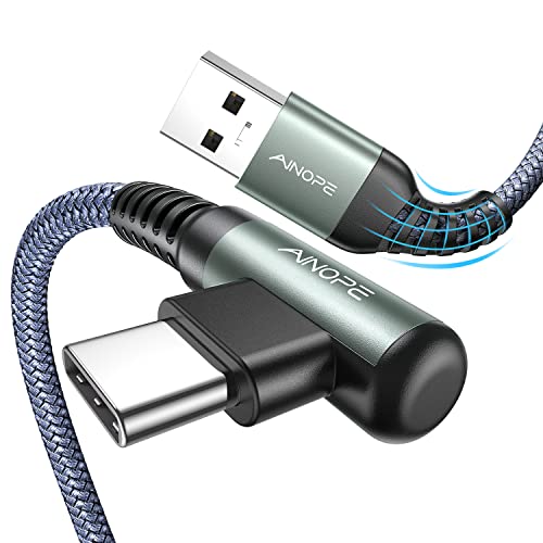 Image of USB Type C Cable AINOPE [2-Pack, 1.6ft] 3.1A Type C Charger Fast Charging Right Angle, Durable Nylon Braided USB C Cable, Smartphone