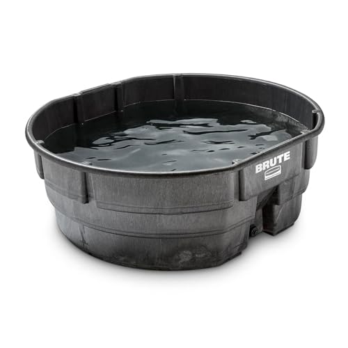 Rubbermaid Commercial Products Stock Tank 300-Gallons Structural Foam Heavy Duty Container for Livestock/Animal/Cattle Feed & Water Outdoor Homemade Pool/Hot Tub/Bathtub & Pet Cleaning/Dog Wash