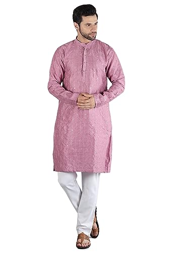 Image of Uri and MacKenzie Embroidery Silk Men's Kurta Pyjama Set