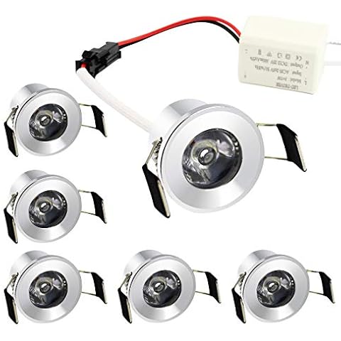 ZMISHIBO Under Cabinet Led Lights Mini Downlight, 1 inch Led Lights Round with Led Driver, Sliver, 220v, 1.5w, Natural White 4000K, 6 Packs Cover