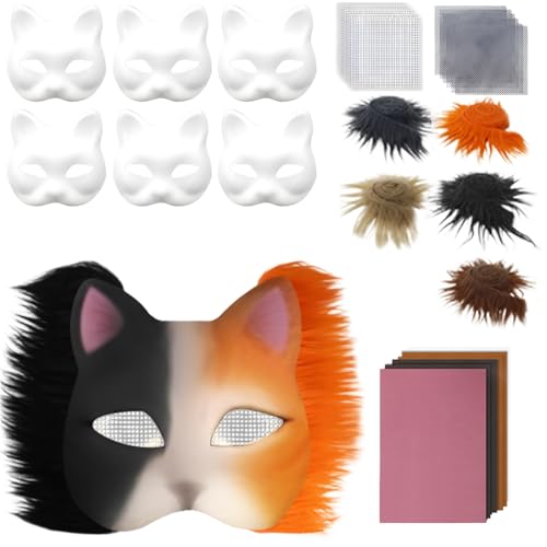 Máscara de gato con malla ocular para fiestas de Navidad y talleres de cosplay