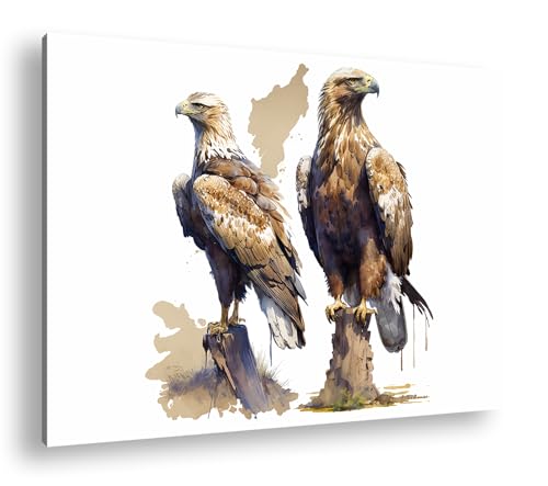 Toile murale aigle aquarelle : illuminez votre décoration de salon avec un cadre en bois XXL